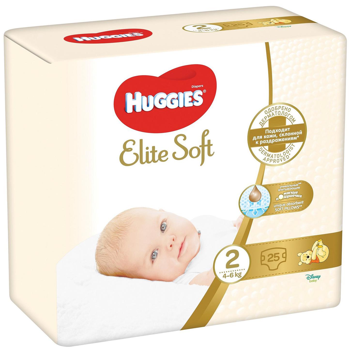 HUGGIES Elite Soft №2 от 4 до 6кг 25шт